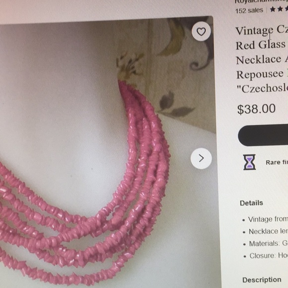 Vintage Czechoslovakian glass necklace - Picture 4 of 4